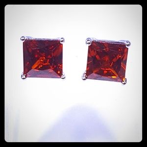 Ruby and 925 Sterling Earrings